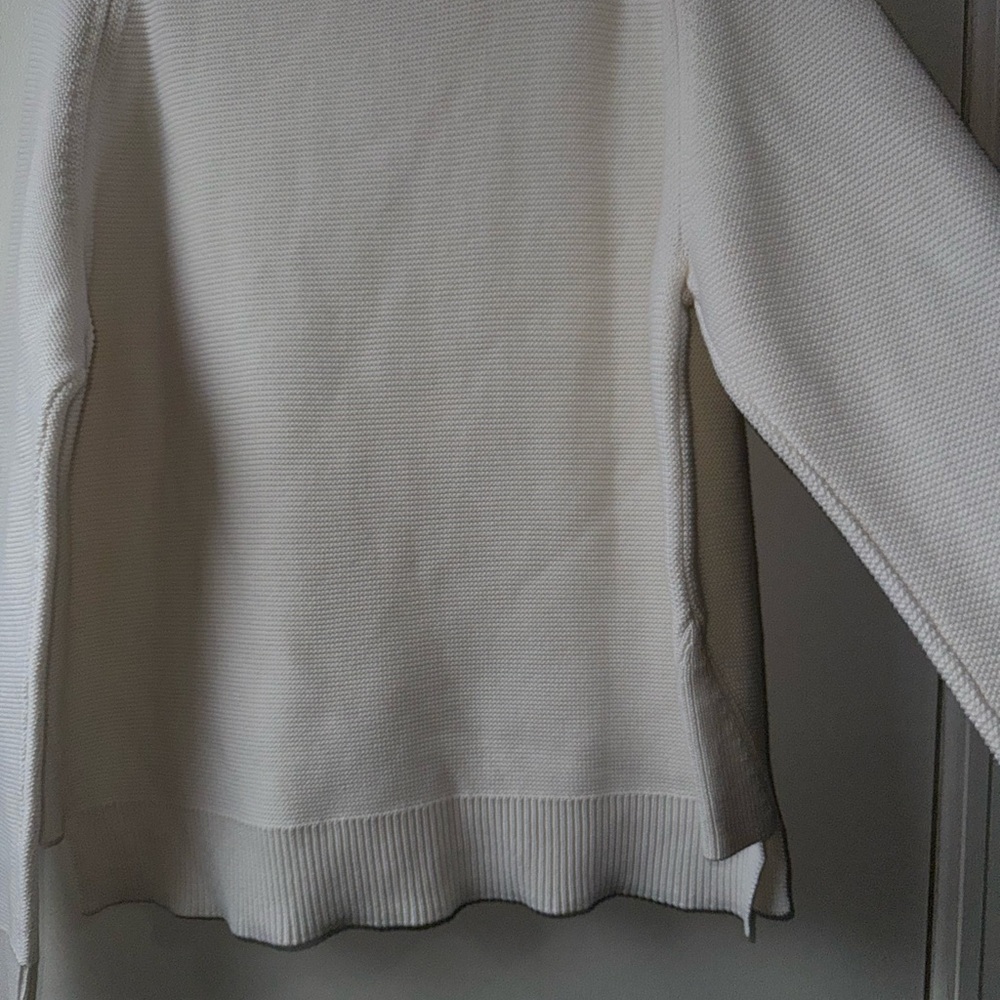 New Kinross Nochi Garter Stitch Pullover Funnel Off-White Cowl Neck Sweater - Picture 8 of 12